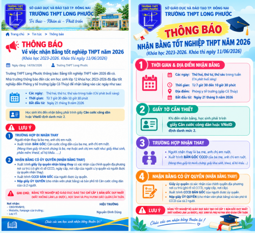 THÔNG BÁO NHẬN BẰNG TỐT NGHIỆP THPT NĂM 2026